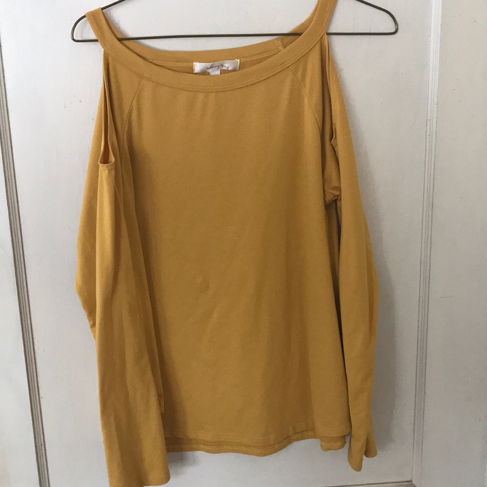 Yellow cut out shoulder top